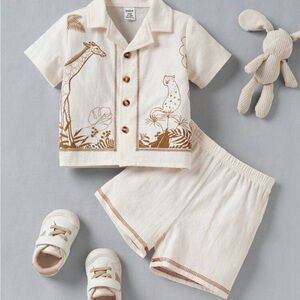 Baby boy funny wild animal safari outfit
